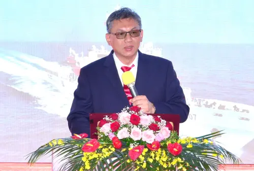 ▲台灣國際造船公司董事長陳政宏致詞。(圖／台灣國際造船公司提供)
