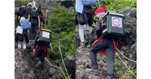 影／富士山驚見「壽司郎外送員」攻頂！真相曝光網笑翻：原來是他