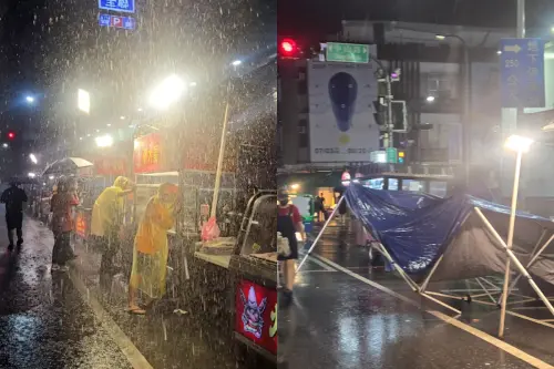 紅霞颱風掃過！台東暴雨畫面驚人：夜市攤販被吹倒　北部猛吹狂風