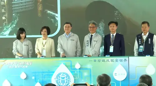 ▲行政院長卓榮泰今南下台中，主持「大安溪、大甲溪聯通管通水典禮」。（圖／行政院提供，2026.07.25）
