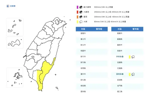 快訊／氣象署大雨特報！屏東、台東下到晚上　新北5縣市防8級強風
