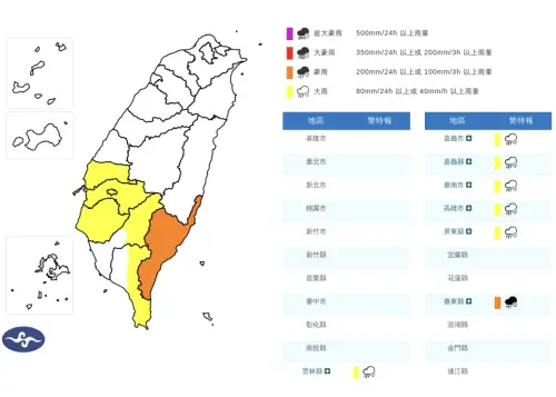 快訊／雨彈升級！7縣市「豪雨特報」　雲嘉南、高雄一路炸到深夜