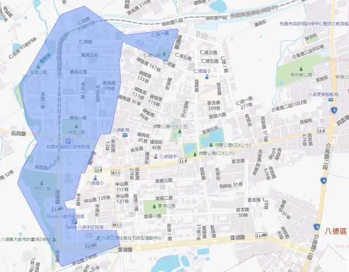▲桃園市八德區7月28日停水範圍。（圖／自來水公司water.gov.tw）