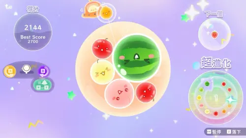 ▲續作《西瓜遊戲 Planet》將場地改為圓形星球，玩家可從不同方向投入水果。（圖／翻攝自Steam）