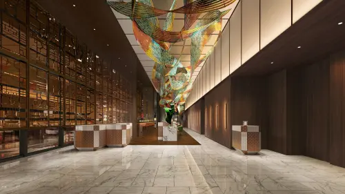 ▲台北城東凱悅尚萃酒店估最快為今年第四季將開幕，圖為酒店大廳。（圖／台北城東凱悅尚萃酒店提供）
