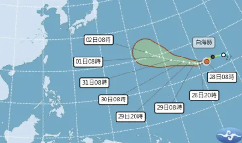 白海豚颱風「升級中颱」！本周持續挑戰強颱　氣象署最新路徑預估