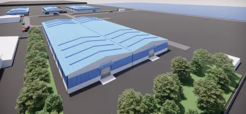 ▲第121號碼頭後線場地投資興建倉儲設施模擬圖。（圖／港務公司提供）