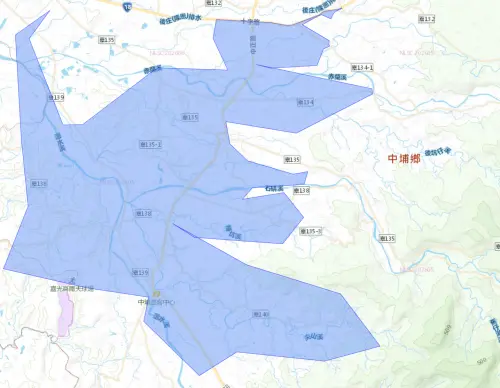 ▲嘉義縣中埔鄉7月30日停水範圍。（圖／自來水公司water.gov.tw）