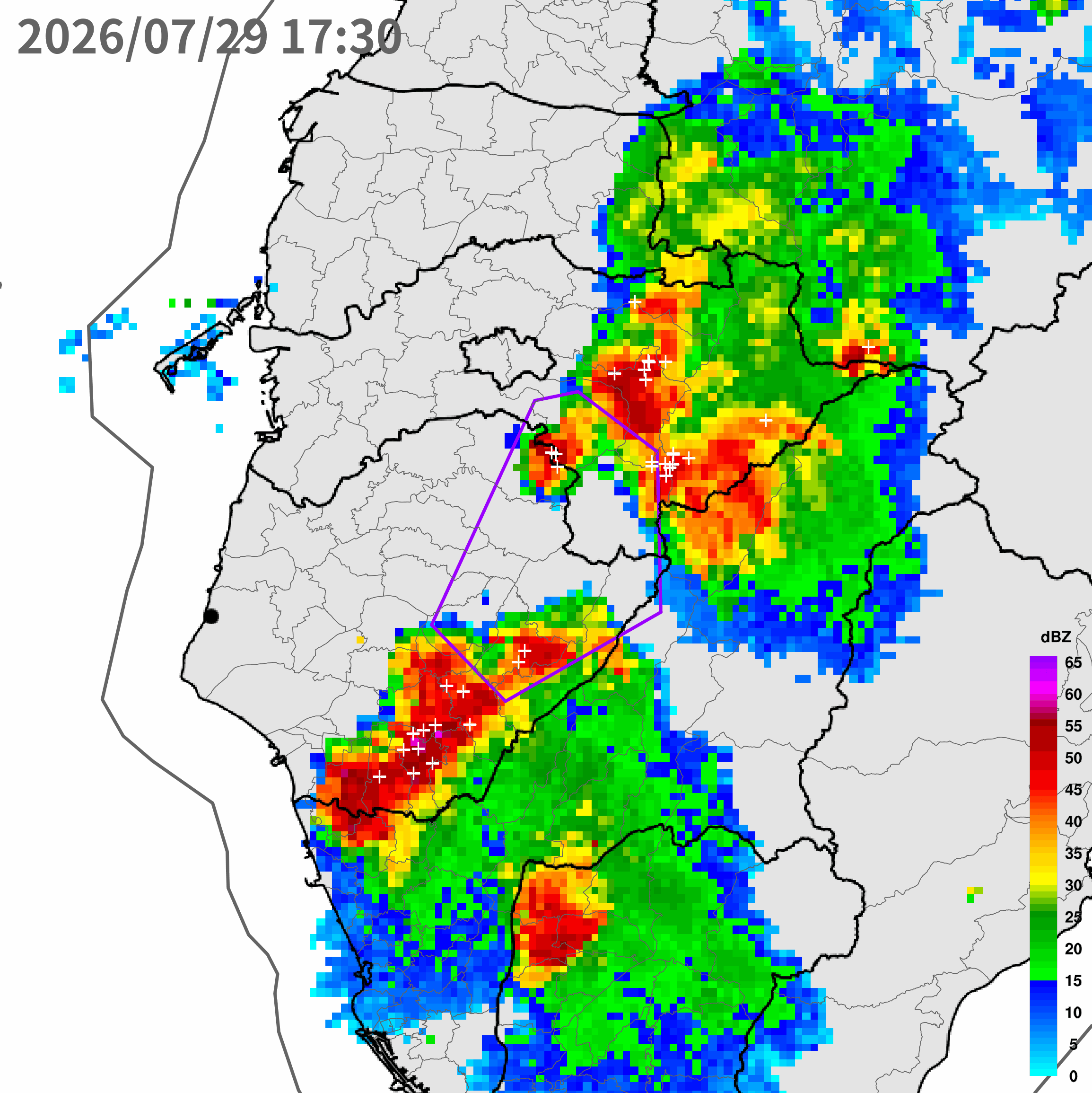 ▲氣象署針對「嘉義縣、臺南市、高雄市」發布大雷雨即時訊息，持續時間至19時29分止。（圖／中央氣象署cwa.gov.tw）