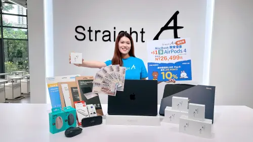 ▲Straight A推出2026年BTS開學季優惠，指定MacBook Pro搭配教育價方案，可加1元購買AirPods 4主動降噪款，8月刷中信LINE Pay卡最高再享10%回饋，指定方案最高省26499元。（圖／Straight A提供）
