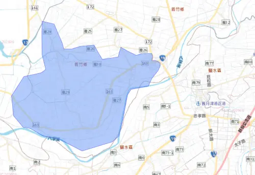 ▲嘉義縣義竹鄉7月31日停水範圍。（圖／自來水公司water.gov.tw）