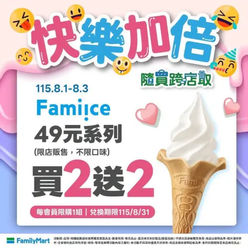▲全家霜淇淋買2送2，優惠只有三天。（圖／全家提供）