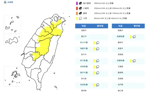 快訊／新北、桃園8縣市大雨特報！氣象署提醒：雨勢將持續到晚上
