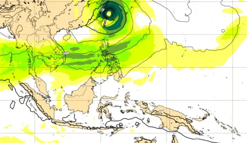 ▲歐洲模式（ECMWF）31日下午最新數值模式預報顯示，白海豚颱風有可能接近台灣北部海面。（圖／ECMWF）