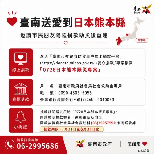 ▲ 南市府特別製作圖卡，歡迎民眾分享並踴躍捐輸。（圖／南市府提供）