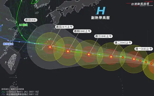 ▲目前各模式對於白海豚颱風周五抵達日本沖繩附近後的路徑依然明顯分歧。（圖／「台灣颱風論壇｜天氣特急」臉書）
