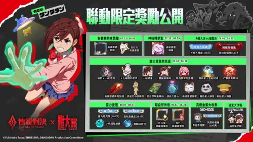 ▲《傳說對決》公開《膽大黨》聯動活動與限定獎勵，包含免費造型、聯動頭像、元流服飾及多項周邊資源。（圖／Garena提供）