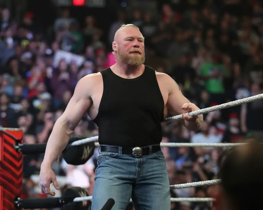 ▲10度榮獲WWE世界冠軍的「野獸」雷斯納（Brock Lesnar），於今（5）日在《帕特·麥卡菲秀》（The Pat McAfee Show）節目中正式宣布退役。（圖／美聯社／達志影像）