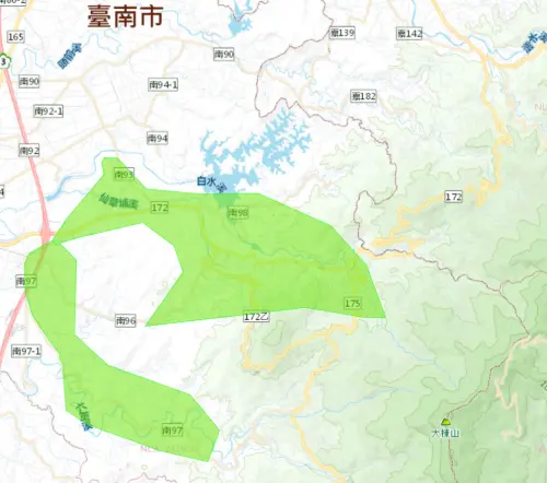 ▲台南市白河區8月6日停水範圍。（圖／自來水公司water.gov.tw）