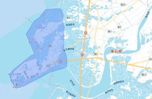 ▲嘉義縣東石鄉8月6日停水範圍。（圖／自來水公司water.gov.tw）