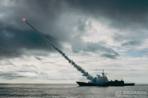A ROC Navy warship conducts a live-fire missile test. (MNA)