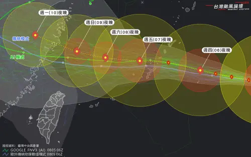 白海豚颱風「像低配版巴威」！將減速擦過北部近海　雨灌3天紫爆