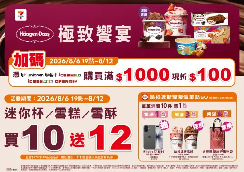 ▲7-11哈根達斯迷你杯/雪糕/雪酥等品項任選買3送2、加碼買10送12。（圖／7-11提供）