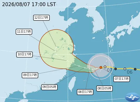 ▲白海豚颱風速度變慢，路徑未來通過台灣北部海域時，可能出現一些南北擺動。（圖／中央氣象署cwa.gov.tw）