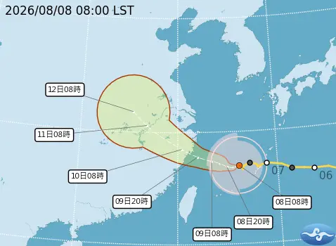 ▲白海豚颱風路徑主要還是往西，但預估在台灣北部海域時，會往北偏行。（圖／中央氣象署cwa.gov.tw）