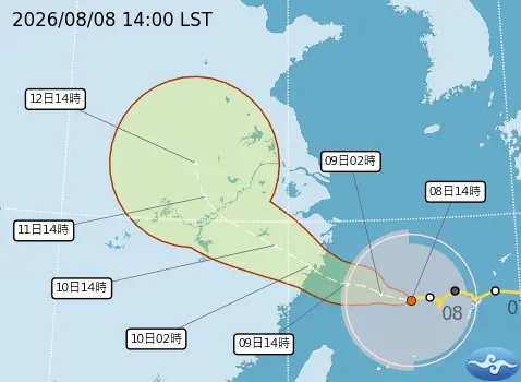 ▲白海豚颱風今明兩天通過期間，都會維持中度颱風等級，不過在海溫變低的情況下，強度、暴風圈都會降低。（圖／中央氣象署cwa.gov.tw）
