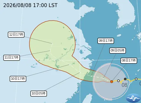 ▲白海豚維持中度颱風等級，路徑主要朝向西北西，將逐漸通過台灣北部海域。（圖／中央氣象署cwa.gov.tw）