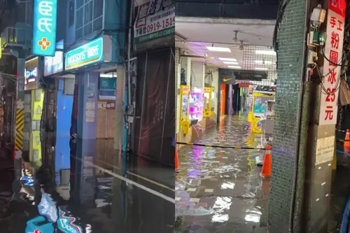 比巴威恐怖！白海豚強風暴雨「機車被吹倒」　基隆廟口慘淹畫面曝