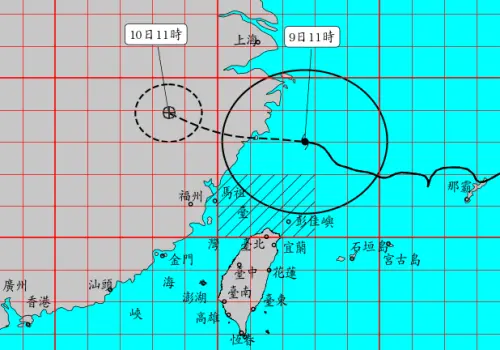▲白海豚颱風在通過北部海域的過程中，外圍環流持續替台中以北帶來雨勢，預估今天晚上登陸中國。（圖／中央氣象署cwa.gov.tw）