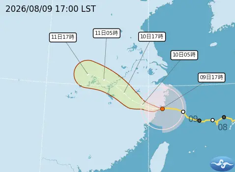 ▲白海豚颱風今晚將登陸中國，不過這樣的路徑會替台灣帶來西南風，中南部的降雨機率提高。（圖／中央氣象署cwa.gov.tw）