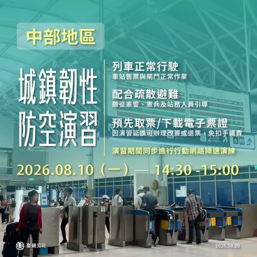 ▲中部地區8月10日實施行動網路降速演練，建議民眾提早「預先取票」或「下載電子票證」。（圖／臺鐵提供）