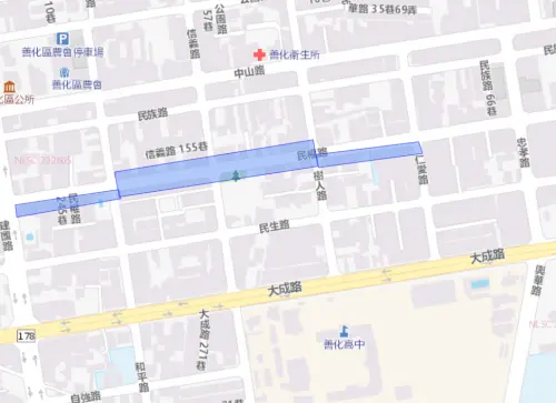 ▲台南市善化區8月11日停水範圍。（圖／自來水公司water.gov.tw）