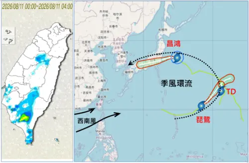 西南風水氣直衝！吳德榮：中部以北防大雷雨　周日低壓帶全台有雨