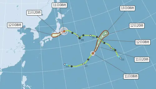 ▲昌鴻颱風路徑持續偏西，即將影響日本，琵鷺颱風對台灣無影響。（圖／中央氣象署cwa.gov.tw）