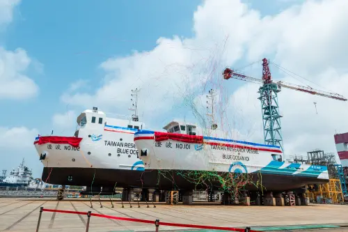 ▲賴清德出席「國家海洋研究院100噸級與300噸級海洋基礎資料調查船下水暨命名典禮」。（圖／總統府提供）