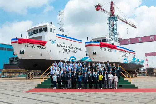 ▲賴清德出席「國家海洋研究院100噸級與300噸級海洋基礎資料調查船下水暨命名典禮」。（圖／總統府提供）