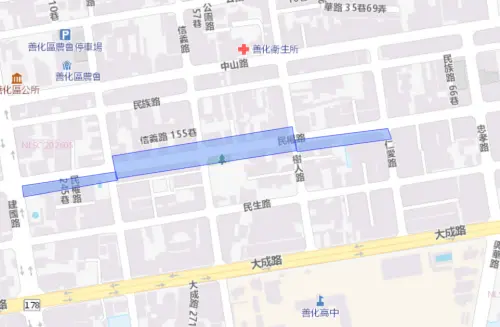 ▲台南市善化區8月12日停水範圍。（圖／自來水公司water.gov.tw）