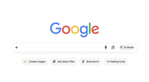 ▲Google近期測試新版搜尋首頁，原本的「Google Search」按鈕消失，搜尋框下方改放3大AI工具，新介面明顯更加強調AI功能。（圖／翻攝官網）