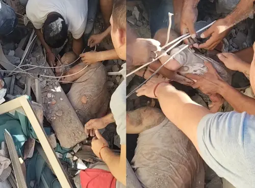 ▲哥倫比亞強震救援傳來好消息，一名2個月大的嬰兒被壓在瓦礫堆下，成功獲救。（圖／Brian Osorio Zuluaga臉書）