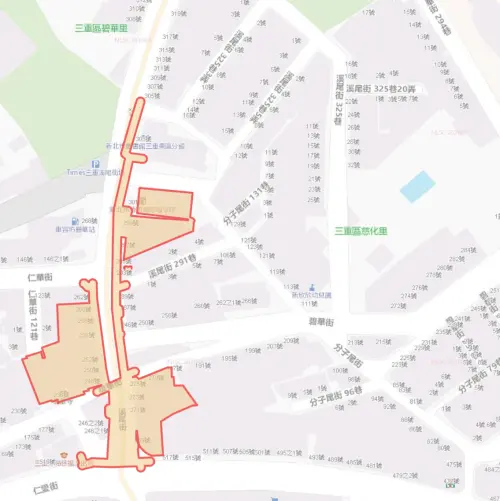 ▲新北市三重區8月14日停水範圍。（圖／自來水公司water.gov.tw）