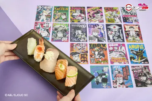 ▲點「精選五彩壽司拼盤」，附贈台灣壽司郎獨家「聯名限定卡片」乙款。（圖／台灣壽司郎提供）