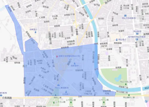 ▲高雄市岡山區8月17日停水範圍。（圖／自來水公司water.gov.tw）
