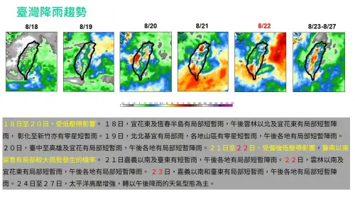 ▲台灣本周受低壓帶影響，天氣不穩定，直到下周一（8月24日）太平洋高壓增強，天氣才會好轉。（圖／賈新興提供）