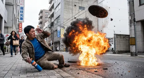 殺蟑螂殺到下水道爆炸！男出動瓦斯槍「火攻」　人孔蓋炸飛數公尺