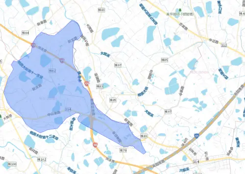 ▲桃園市新屋區8月19日停水範圍。（圖／自來水公司water.gov.tw）