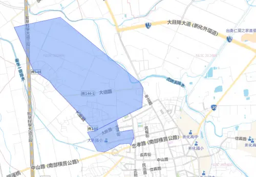 ▲台南市新化區8月19日停水範圍。（圖／自來水公司water.gov.tw）